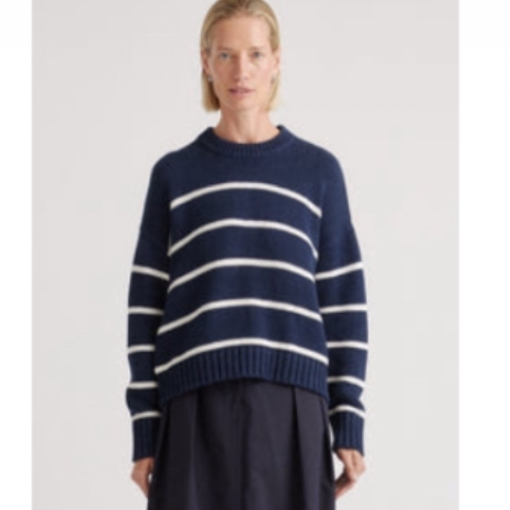 Quince 100% Cotton Striped Crew Sweater